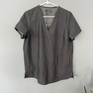 FIGS Technical Collection Gray Short Sleeve Maternity Scrub Top Size Small